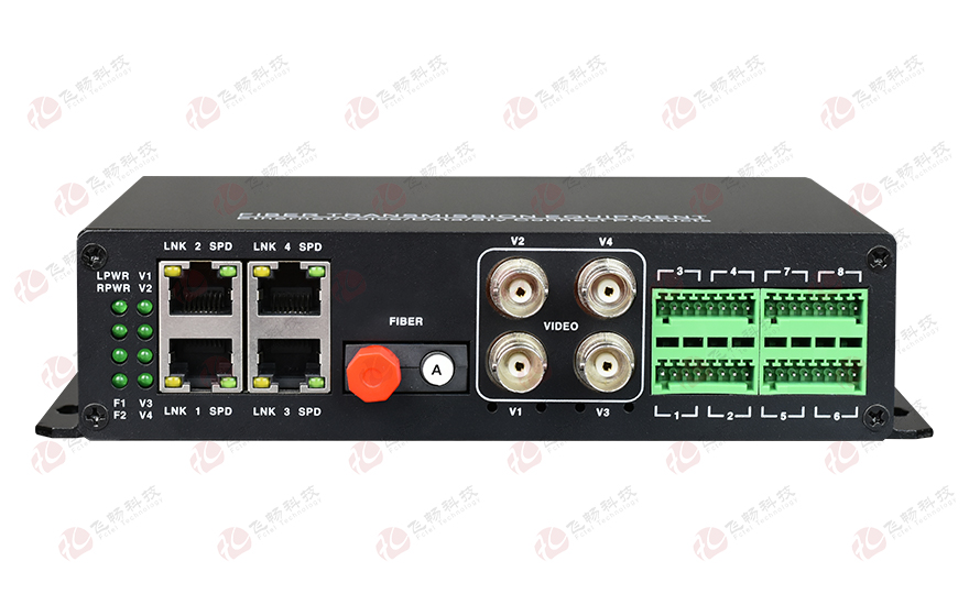 飛暢科技-4路視頻+4路百電(物理隔離)+開關(guān)量+串口+電話光端機(jī) 專用光端機(jī)