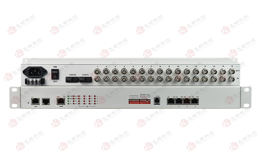 飛暢科技-16E1+4xFE(物理隔離)1+1光備份PDH光端機(jī)